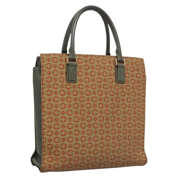 CELINE C Macadam Canvas Hand Bag Beige Gold Auth 118212 - Picture 1 of 16